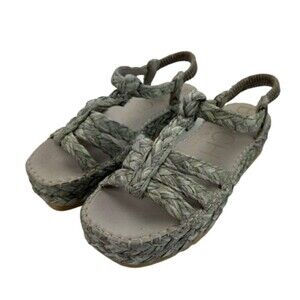 Matisse Beach Braided Platform Sandals Women’s 9 Gray Woven Slingback